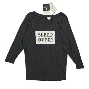 Rotten Roach “Sleep Over?” Print Tee 3/4 Sleeve T-Shirt Womens S Small Black